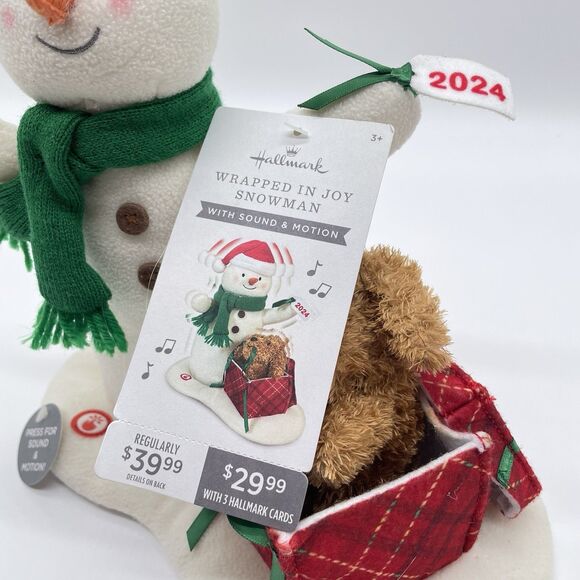 NWT Hallmark Wrapped in Joy Singing Snowman Plush With Sound & Motion 10" - Picture 8 of 9